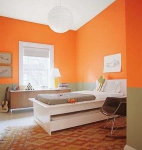 Orange And Green Wall Color For Bright Bedroom Ideas With Funky Two inside sizing 966 X 1024