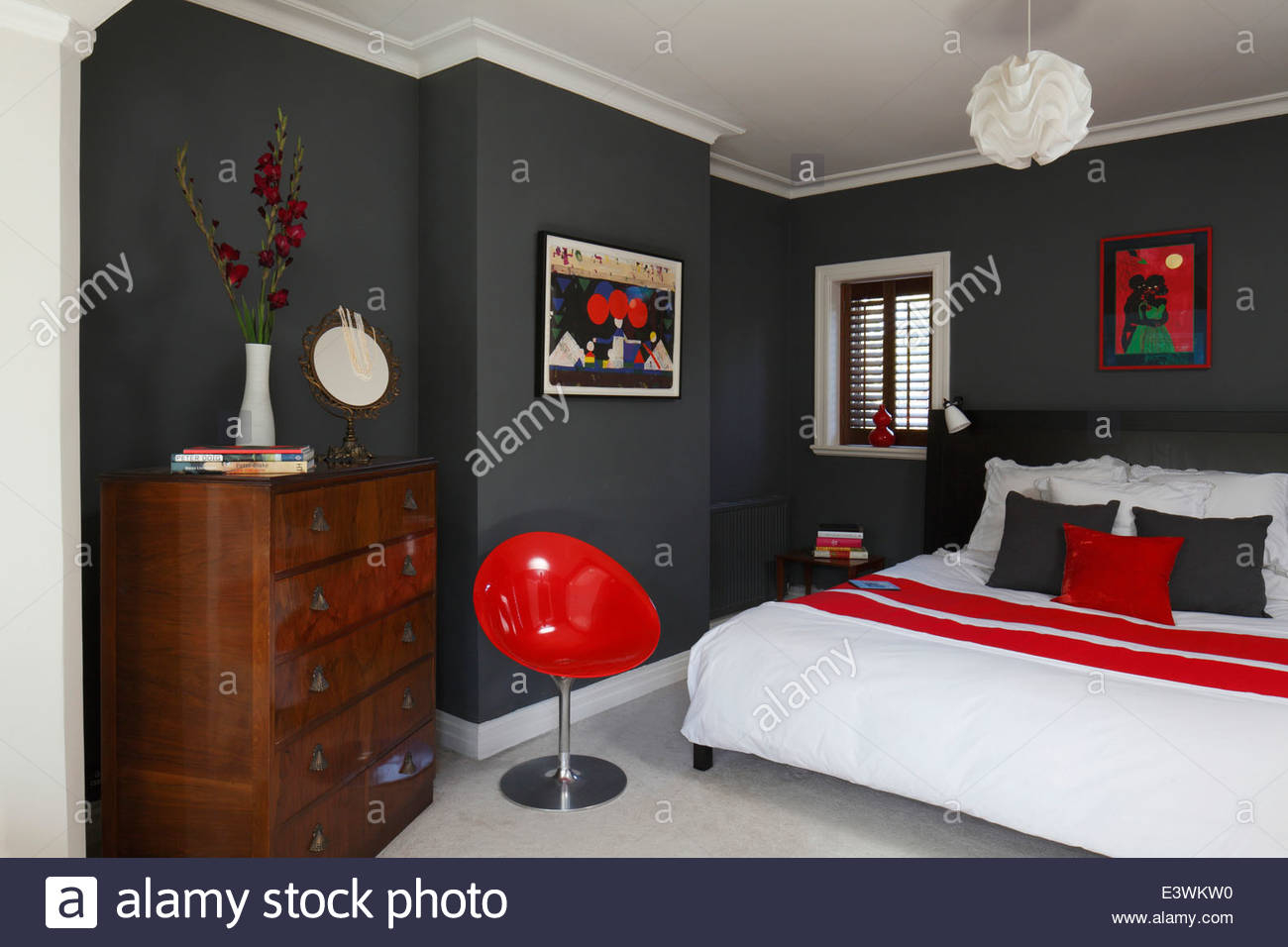Red White And Grey Colour Scheme In Modern Bedroom Brighton for size 1300 X 956