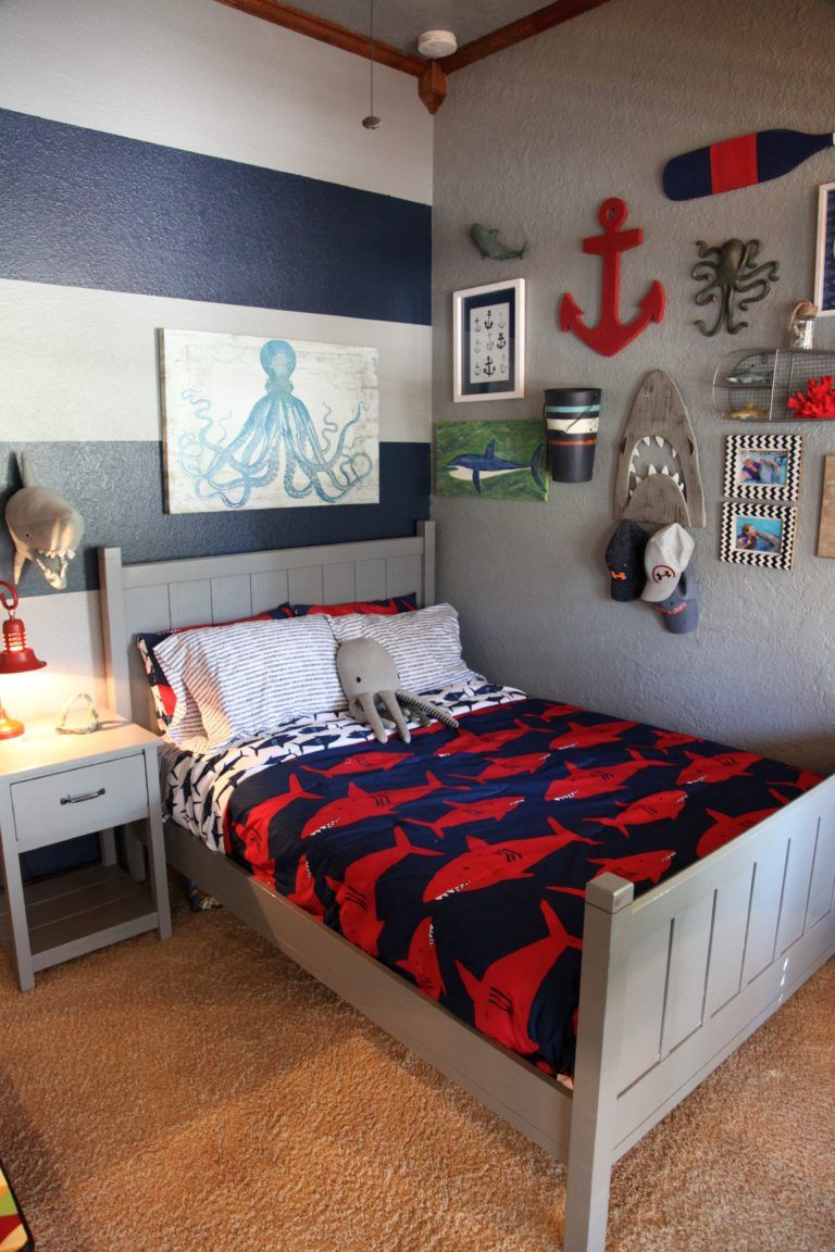 Shark Themed Boys Room In 2019 Big Boy Rooms Nautical Bedroom in proportions 768 X 1152