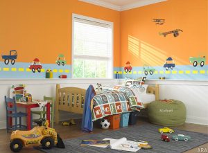 Warm Orange And White Themed Kids Room Paint Ideas With Beautiful inside size 1200 X 882