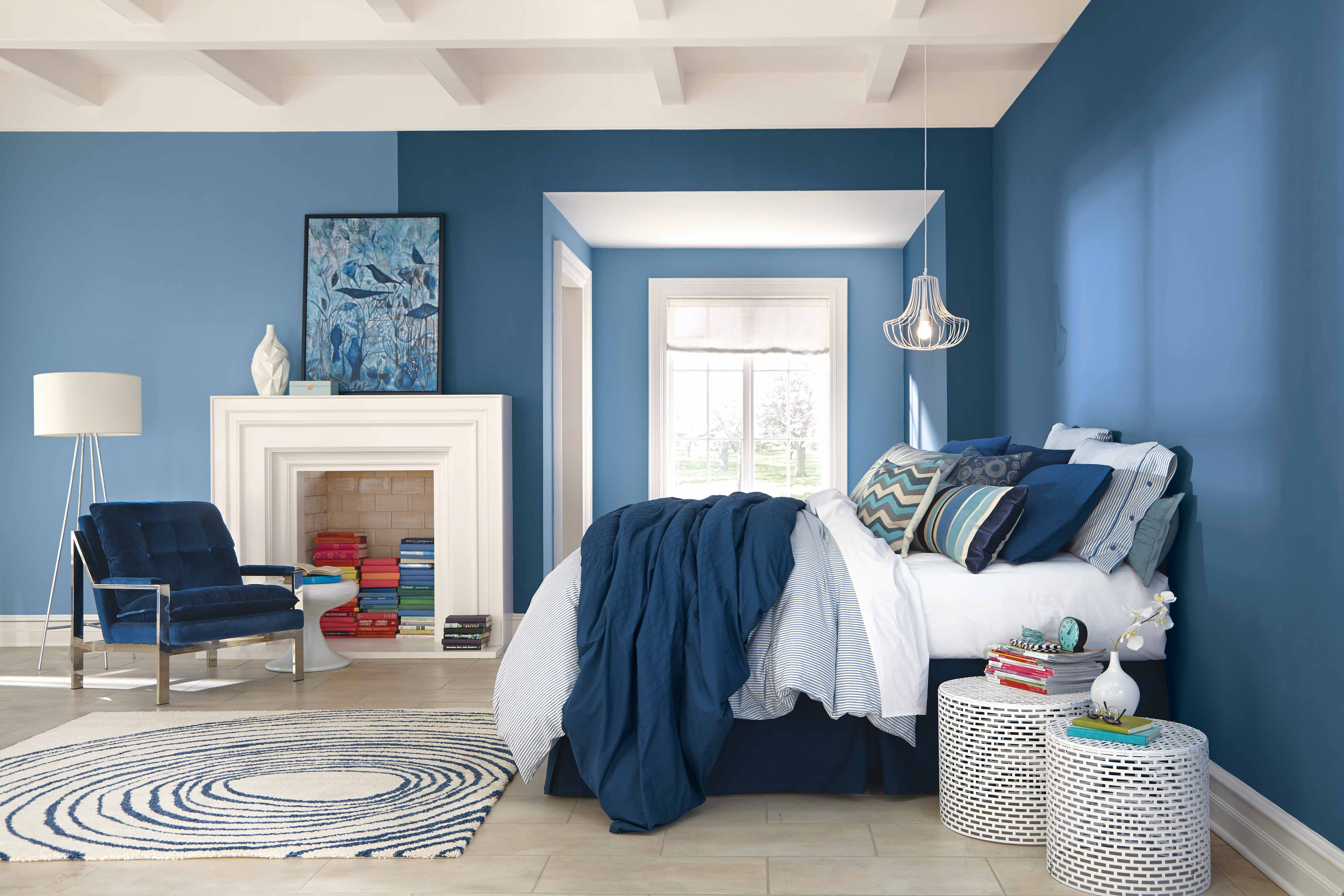 Warm Paint Bedroom Wall Colors Shades Featuring Blue Finish Wooden within proportions 5498 X 3666