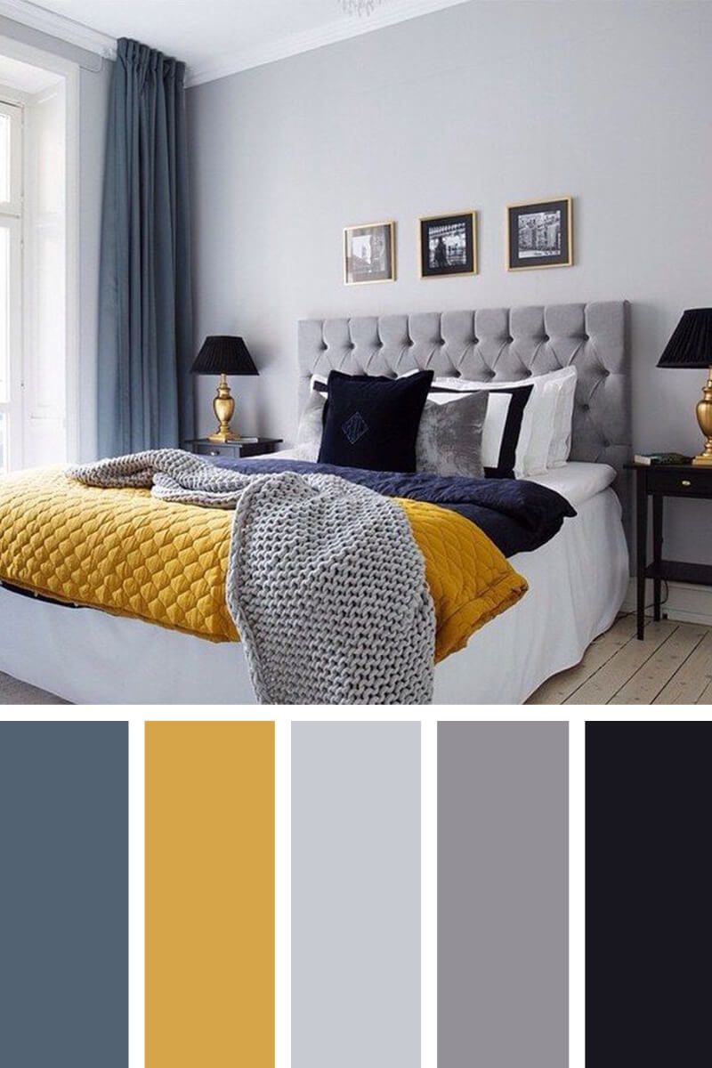 Warm Winter Navy Gray And Goldenrod Design In 2019 Bedroom regarding proportions 800 X 1200