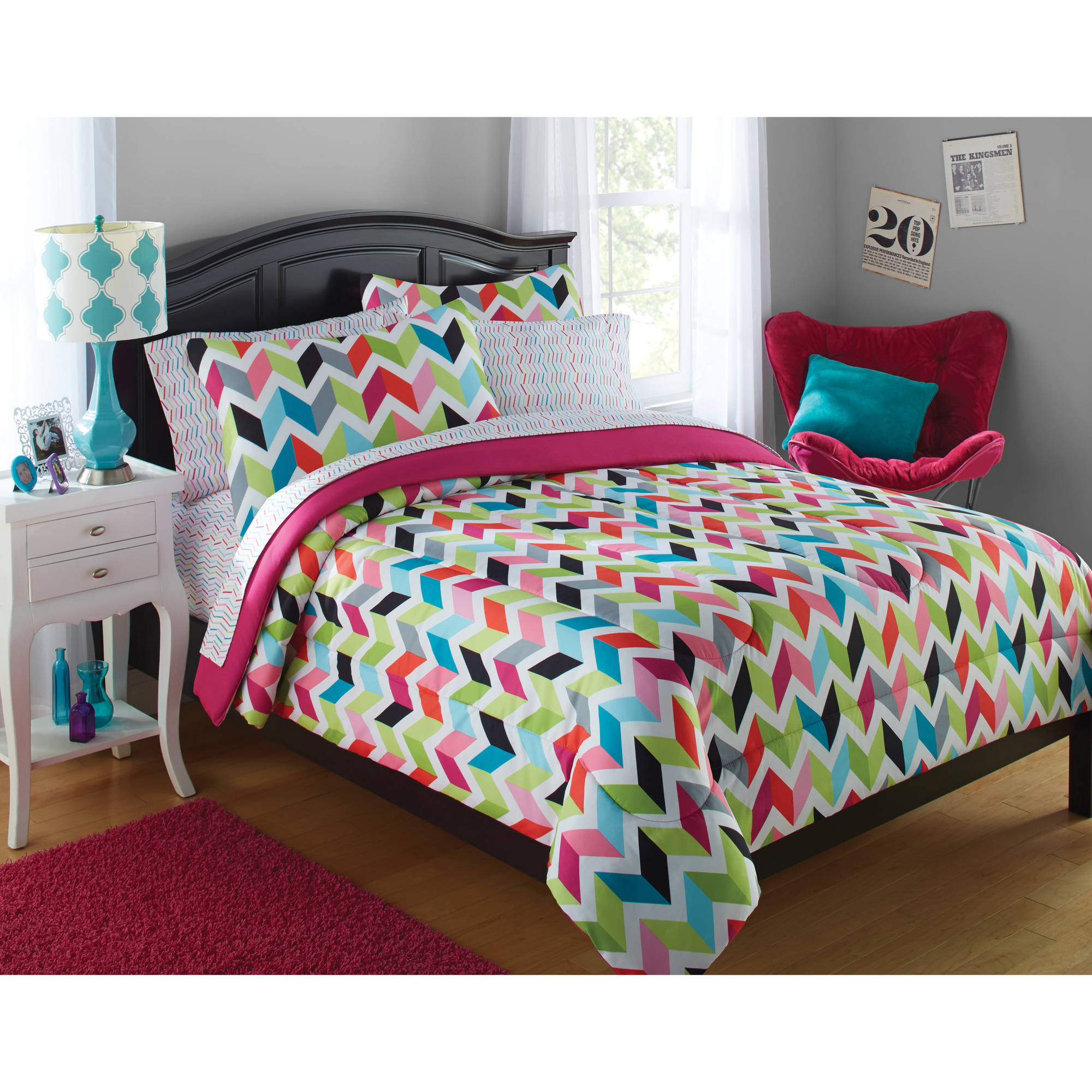 Your Zone Bright Chevron Print Bed In A Bag Set 1 Each Walmart in measurements 2000 X 2000