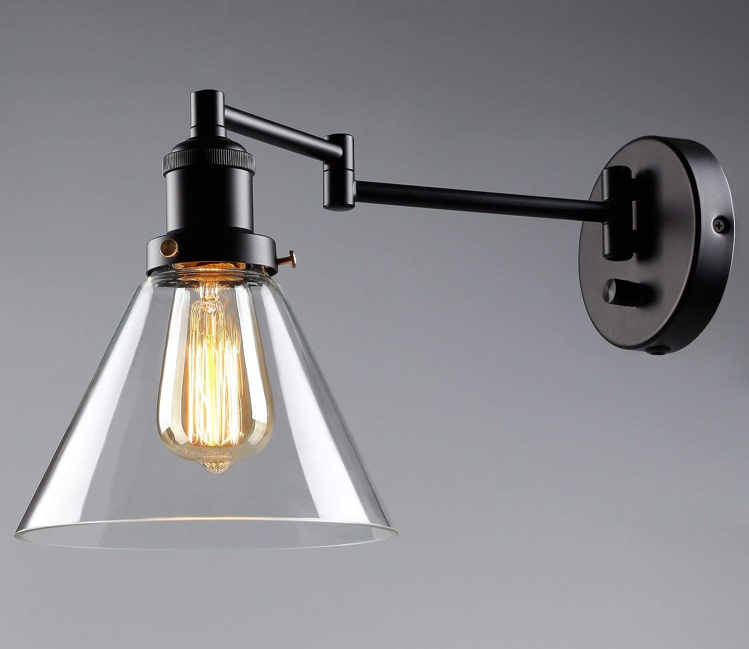 1 Light Industrial Glass Wall Sconce Edison Vintage Style with regard to proportions 1500 X 1300