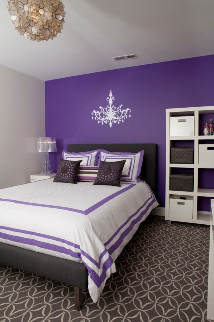 20 Beautiful Purple Accent Wall Ideas Purple Bedroom inside size 750 X 1125