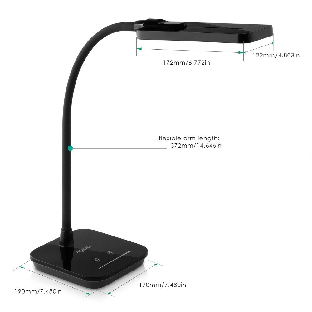 2015 Aukey Aglaia Dimmable Eye Care Led Desk Lamp Reading with measurements 1000 X 1000