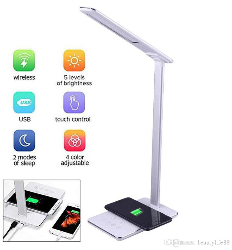 2019 Led Desk Lamp With Qi Wireless Charger Pad For Qi Enabled Device Dimmable Folding Bedside Table Lamp 4 Lighting Modes 5 Level Dimmer Tou From for sizing 888 X 956