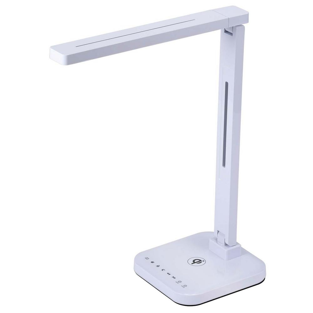 25 34 In White Led Desk Lamp With Qi Wireless Charger Usb Charger Dimmer And Touch Activation intended for sizing 1000 X 1000