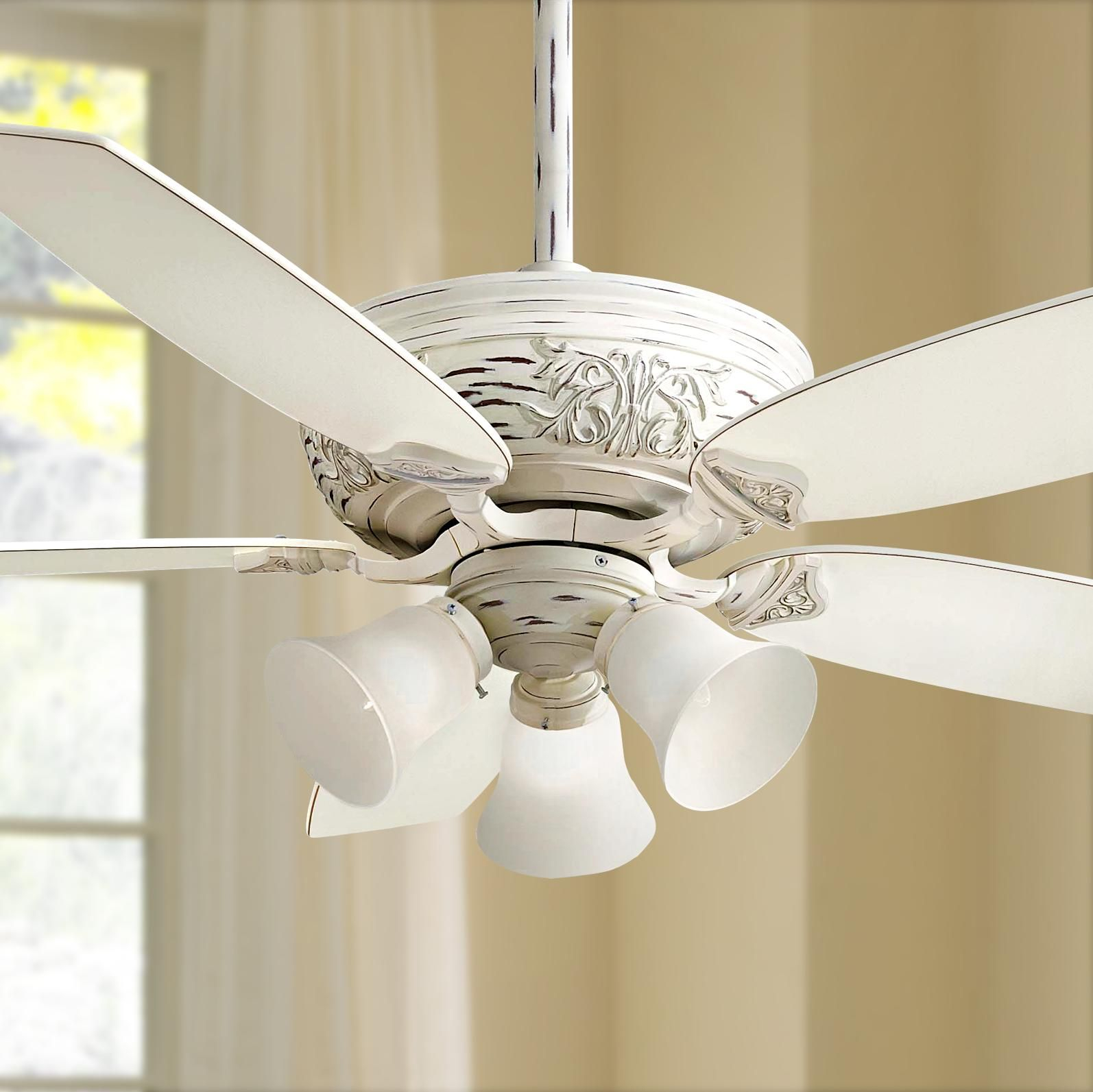 54 Minka Aire Classica 3 Light Provencal Blanc Ceiling Fan pertaining to measurements 1594 X 1593