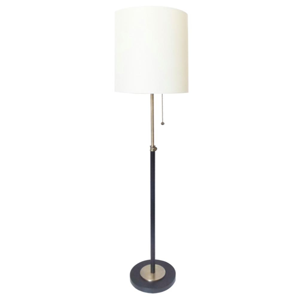 63 In Antique Brass And Dark Bronze Floor Lamp With White Nylon Shade for size 1000 X 1000