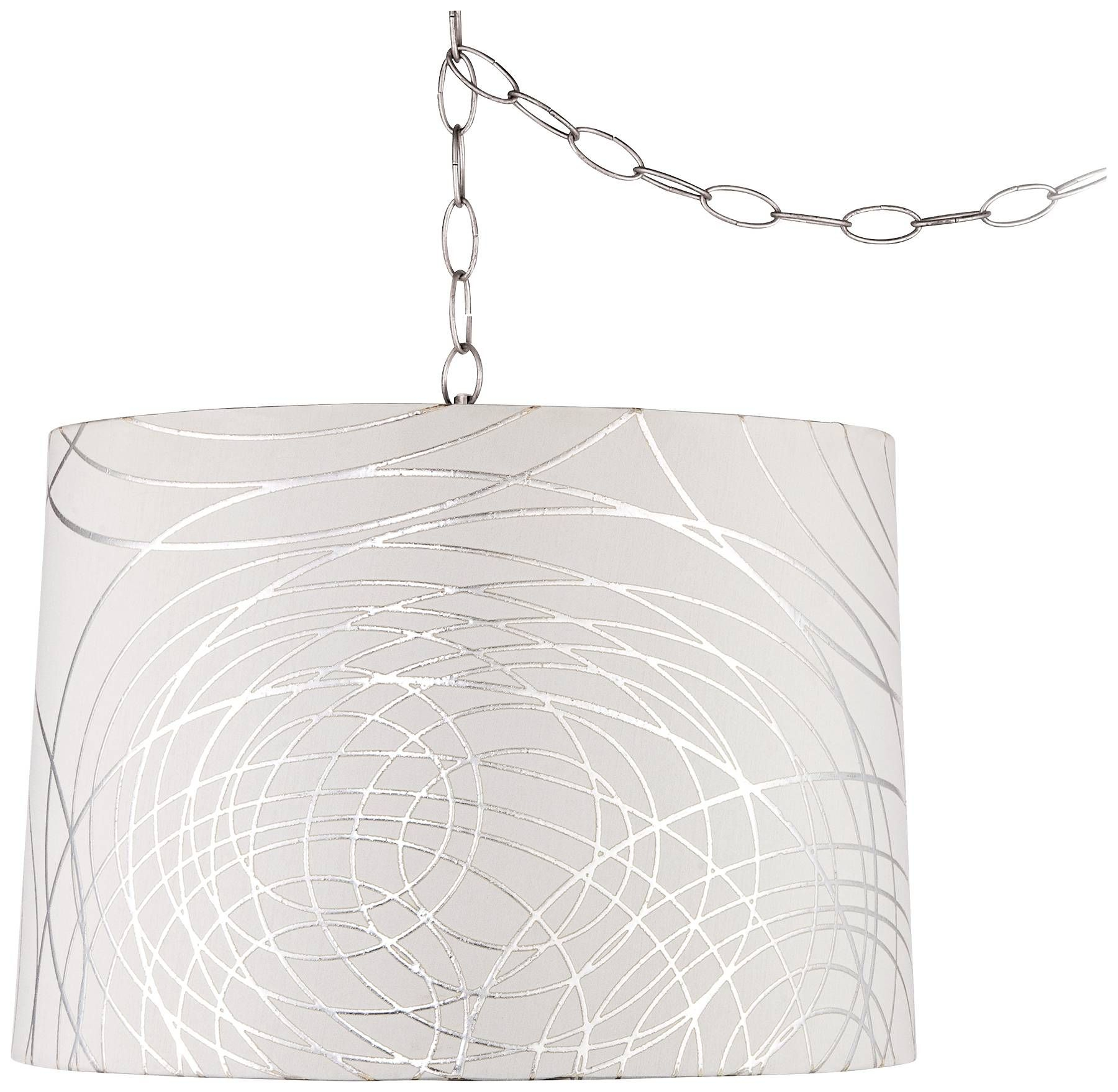 Abstract Silver Circles 16w Steel Plug In Swag Chandelier regarding measurements 1800 X 1758