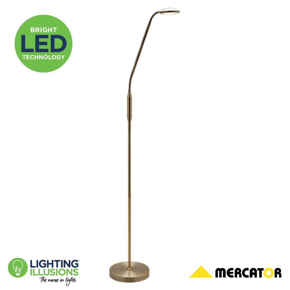 Antique Brass Mercator Dylan 6w Led Dimmable Touch Adjustable Dimmable Floor Lamp regarding proportions 1000 X 1000