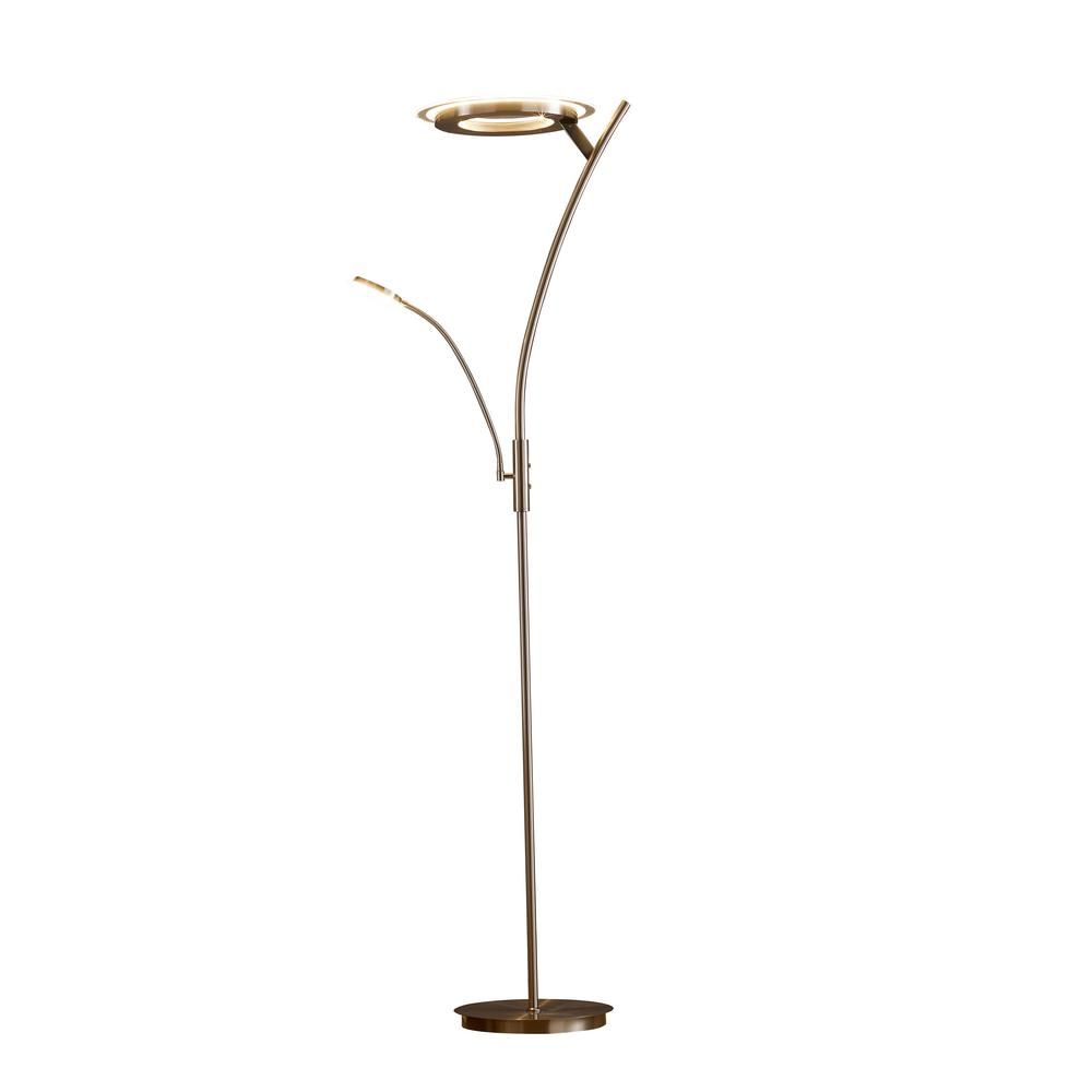 Artiva 71 In Satin Nickel Lumineux Led 30 Watt Torchiere Floor Lamp Reading Light throughout proportions 1000 X 1000