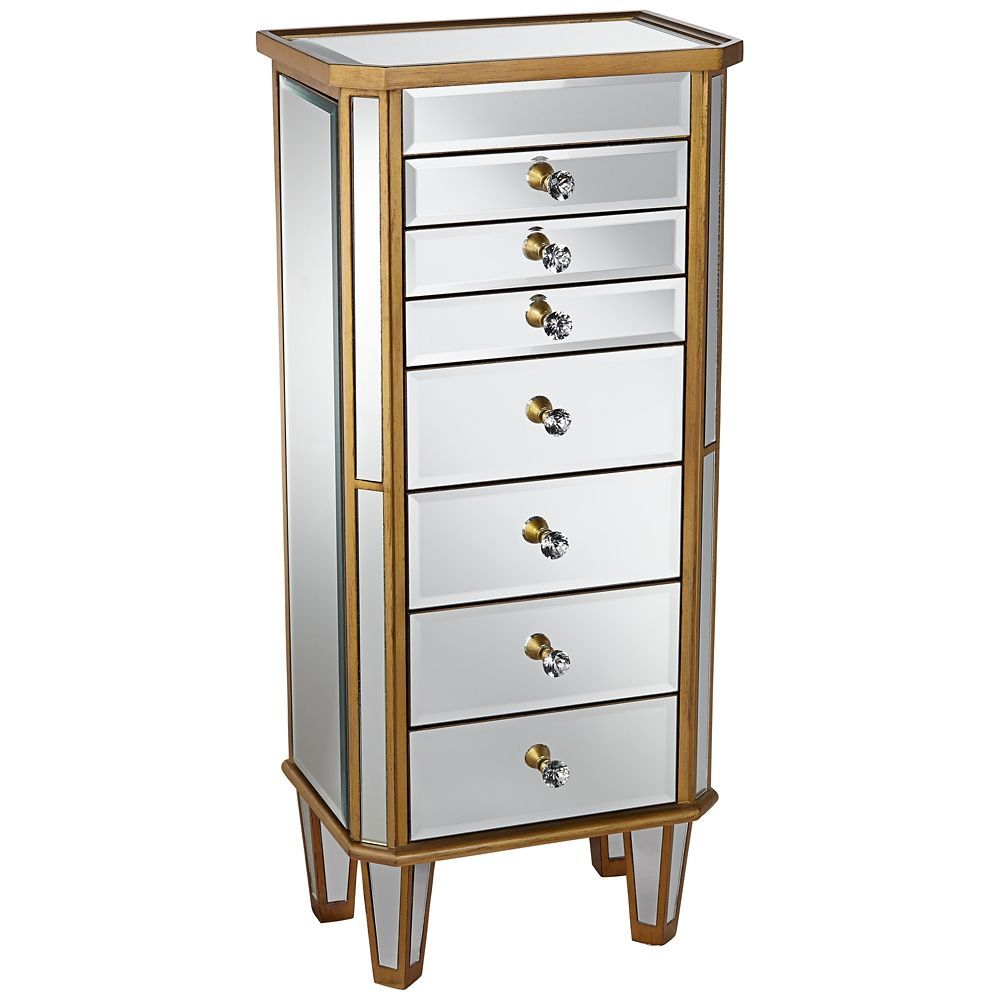 Bailey Gold And Mirror Jewelry Armoire Style 4m898 with measurements 1000 X 1000