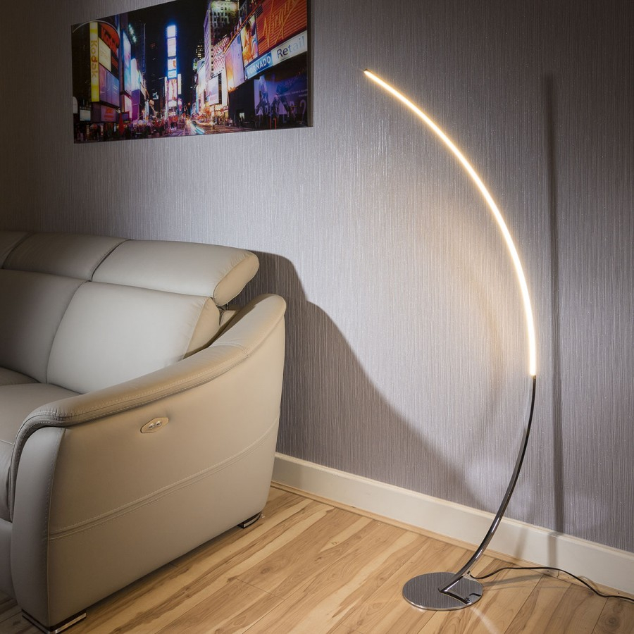 Beautiful Modern Polished Chrome Led Curved Floor Lamp Dimable Nova within dimensions 900 X 900