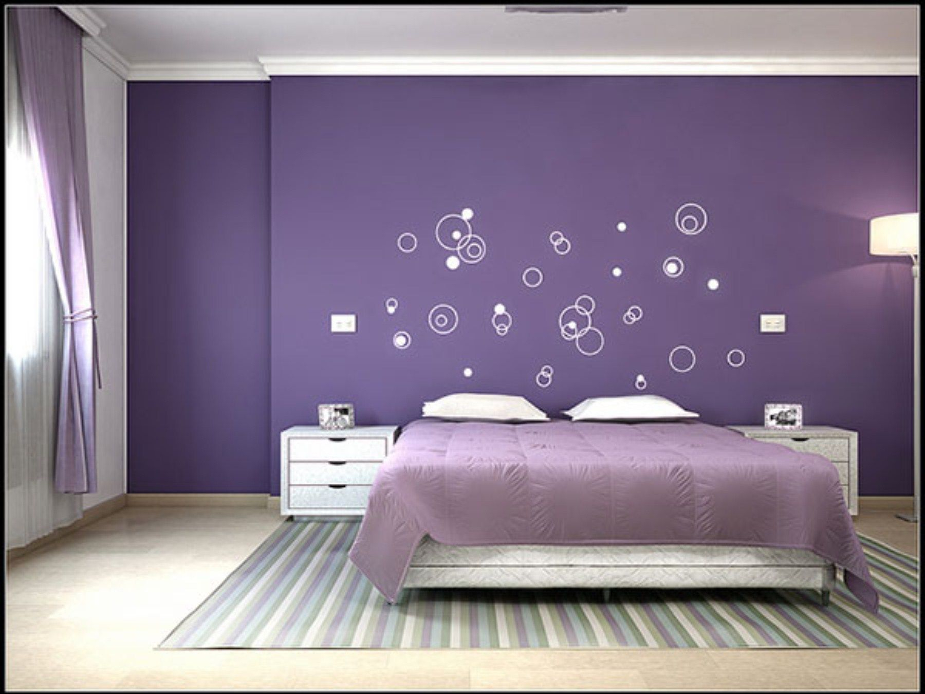 Bedroom Purple Bedroom Color Schemes With Unique Wall Art in dimensions 1800 X 1350