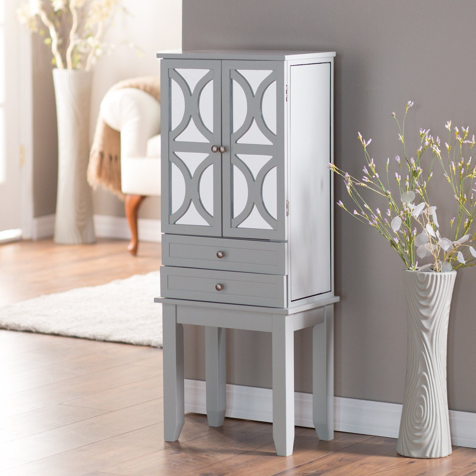 Belham Living Mirrored Lattice Front Jewelry Armoire High with regard to proportions 1600 X 1600