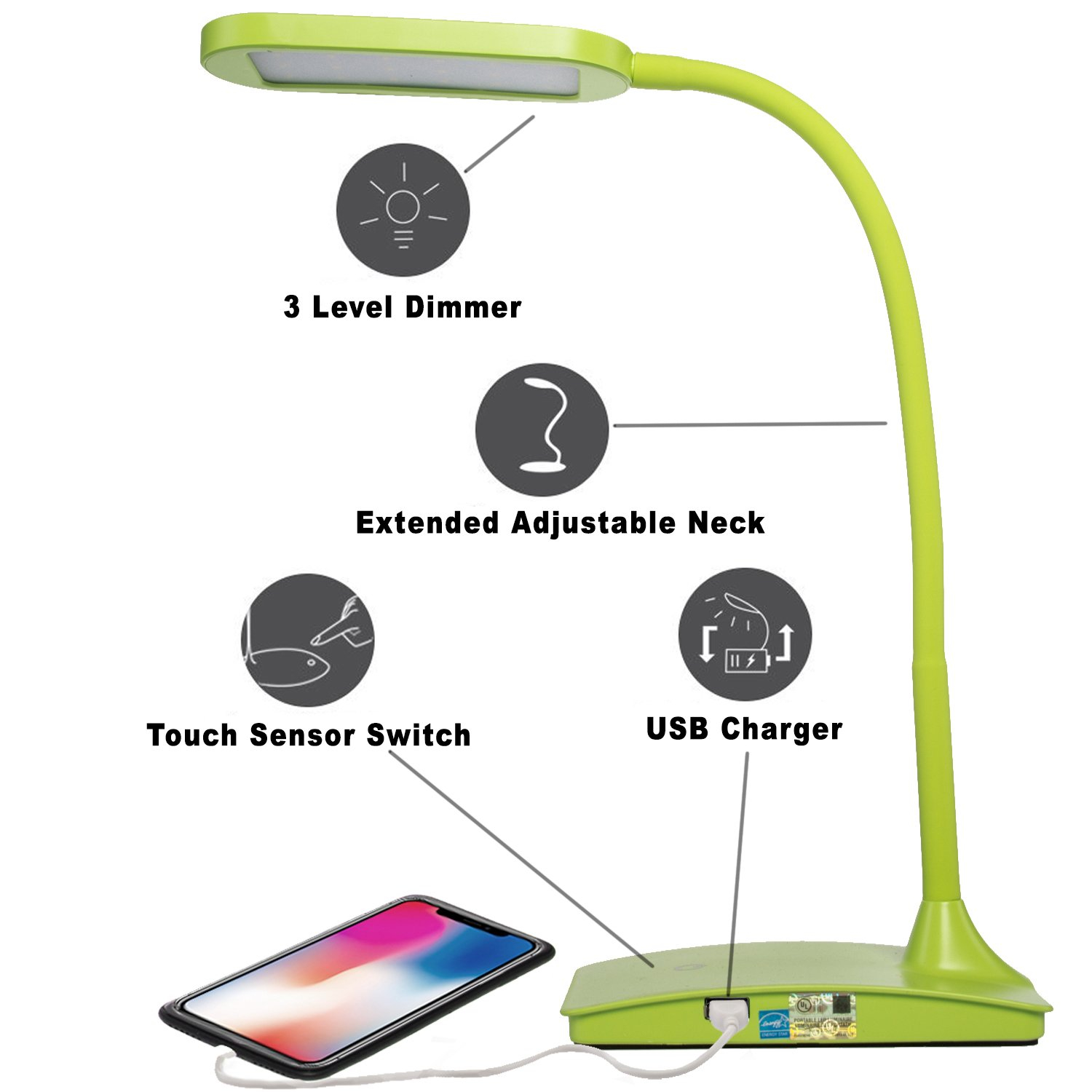 Best Led Desk Lamps Tw Lighting Ivy 40wt Led Desk Lamp With Usb Port 3 Way Touch Switch Energystar Green throughout size 1500 X 1500