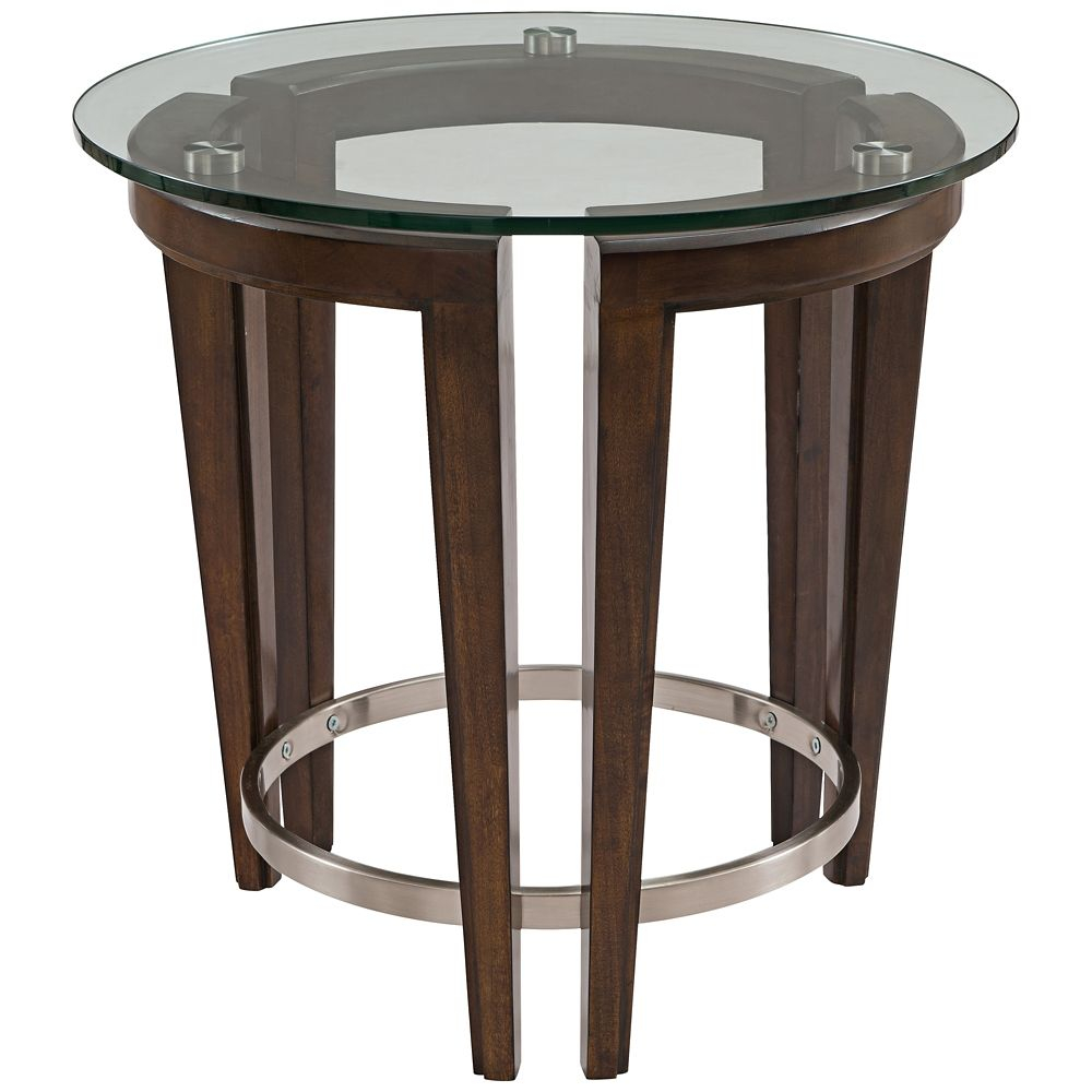 Carmen 24 Wide Hazelnut Wood And Glass Round End Table for proportions 1000 X 1000