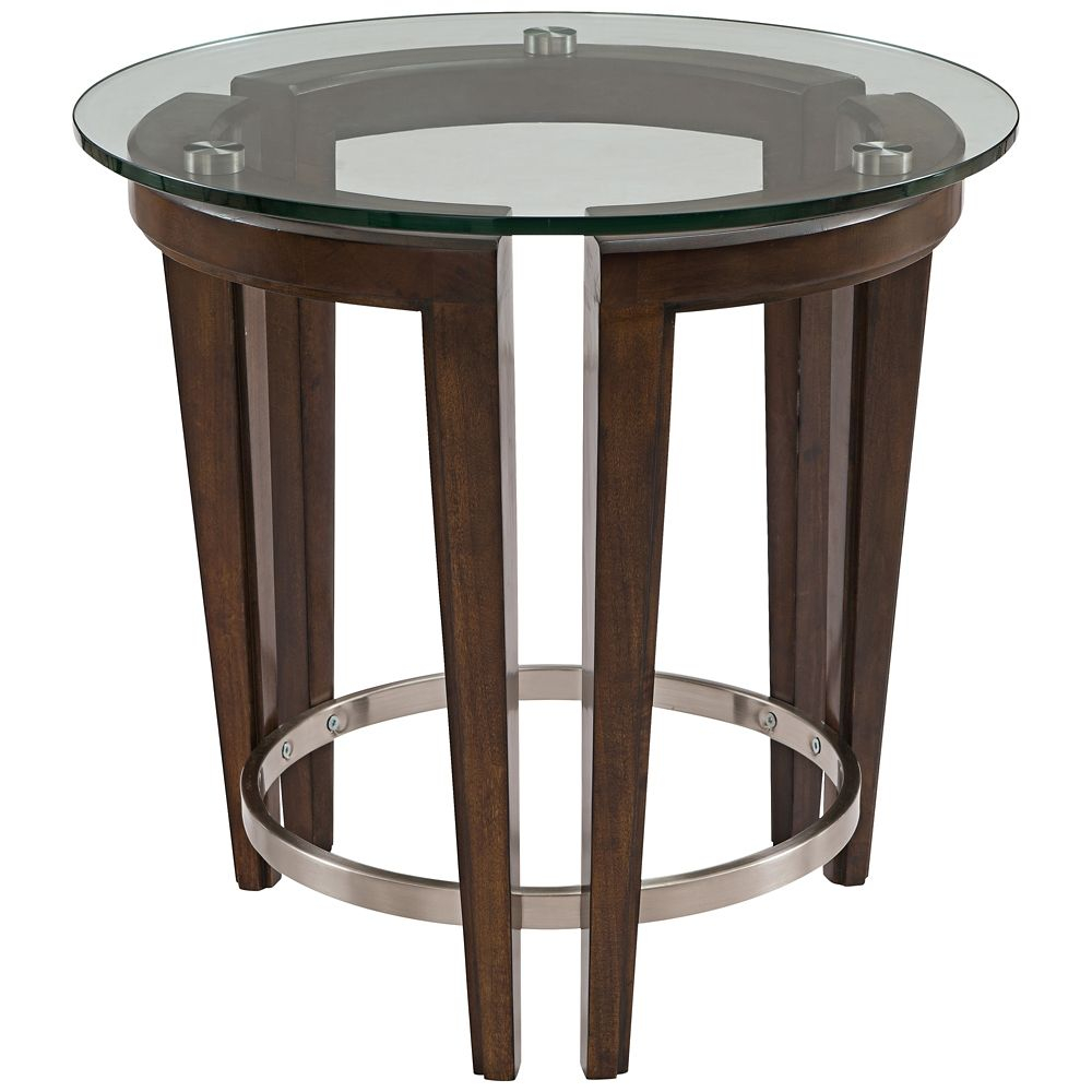 Carmen 24 Wide Hazelnut Wood And Glass Round End Table in sizing 1000 X 1000