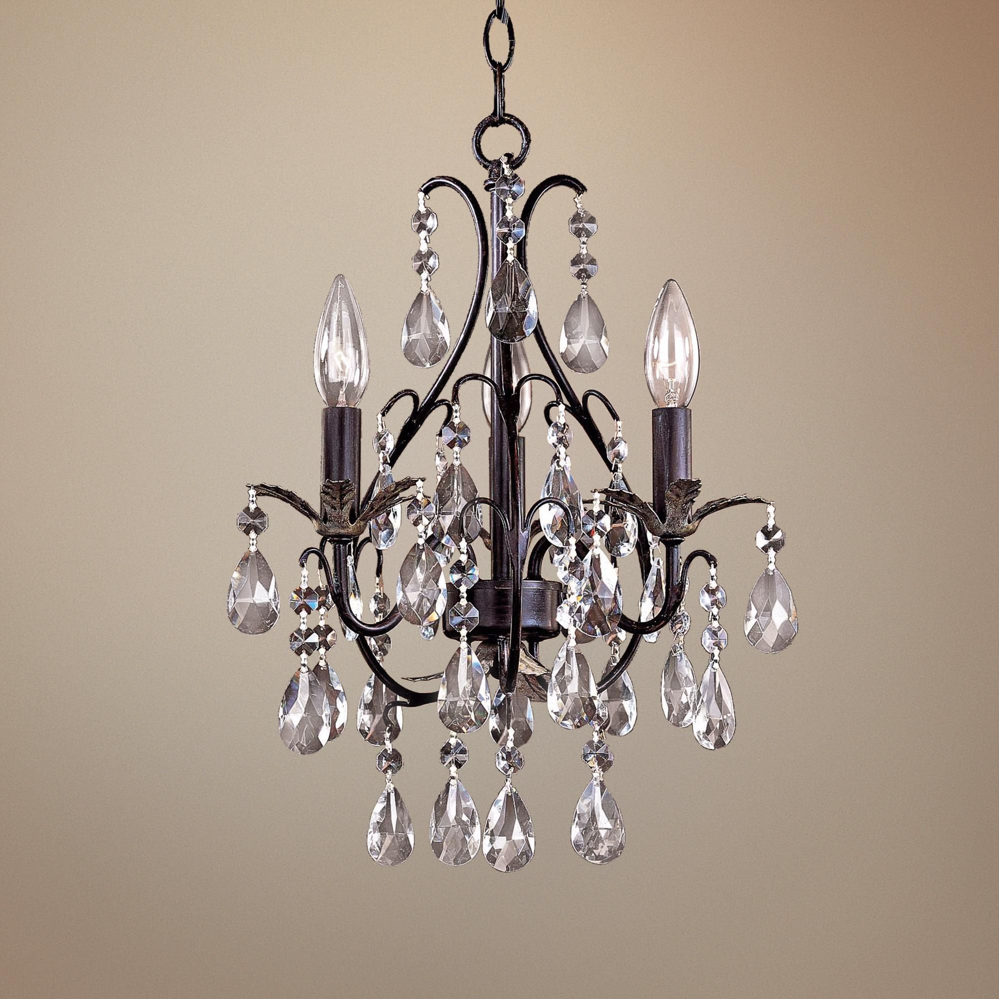 Castlewood Walnut And Crystal 3 Light Small Mini Chandelier regarding proportions 2000 X 2000