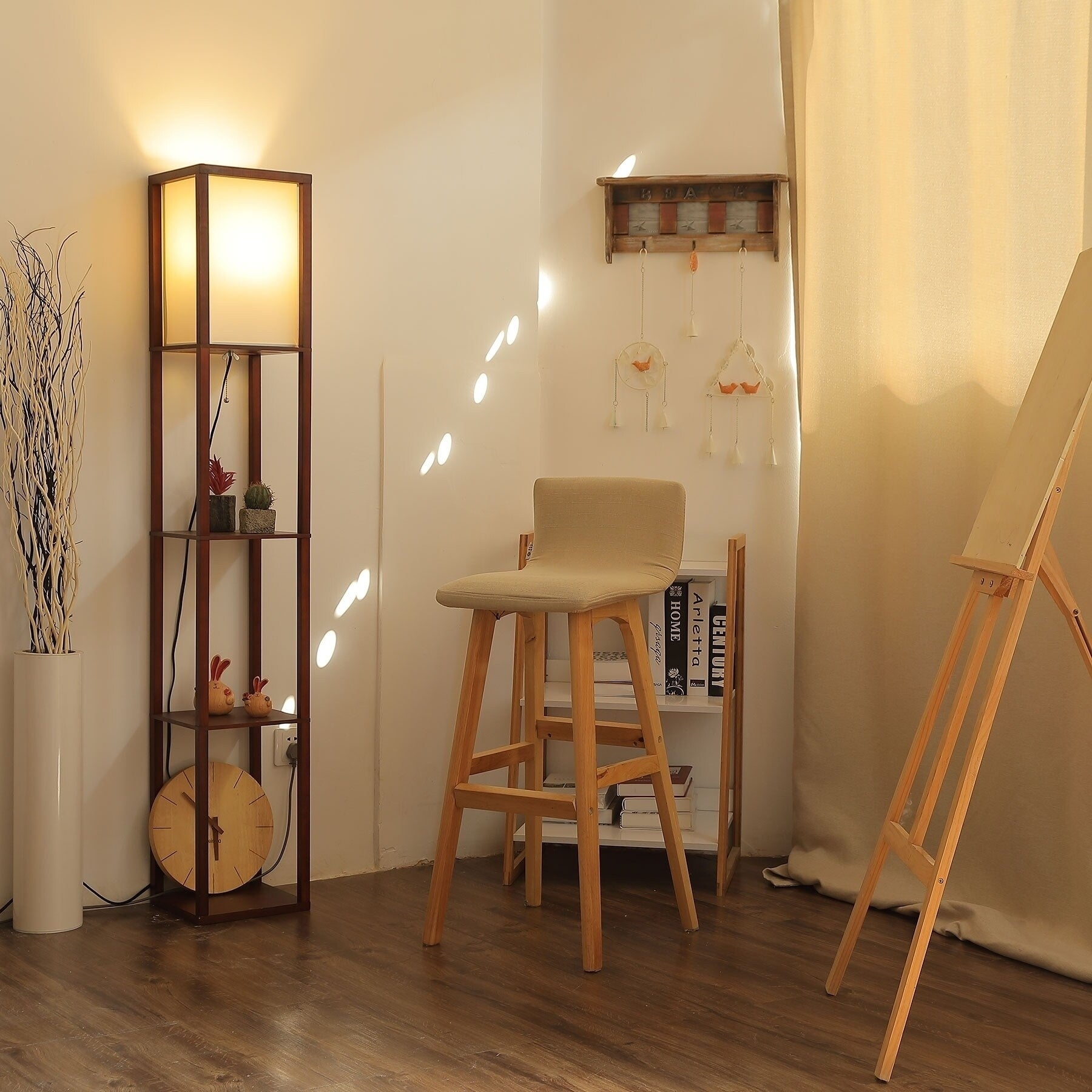 Co Z 63 Inch Modern Led Etagere Floor Lamp With 3 Wood Storage Shelves for sizing 1800 X 1800