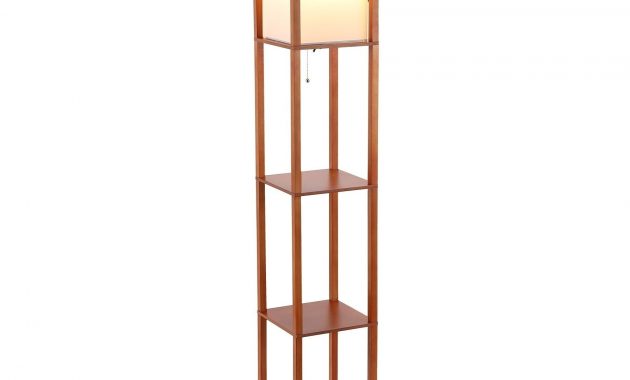 Co Z 63 Inch Modern Led Etagere Floor Lamp With 3 Wood Storage Shelves with regard to dimensions 1800 X 1800