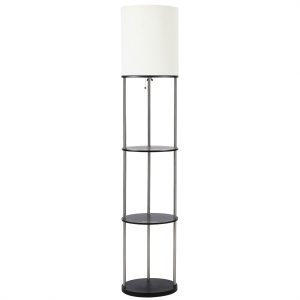 Co Z Led Etagere Metal Floor Lamp With 3 Wood Shelves pertaining to sizing 1800 X 1800