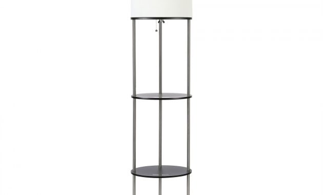 Co Z Led Etagere Metal Floor Lamp With 3 Wood Shelves pertaining to sizing 1800 X 1800