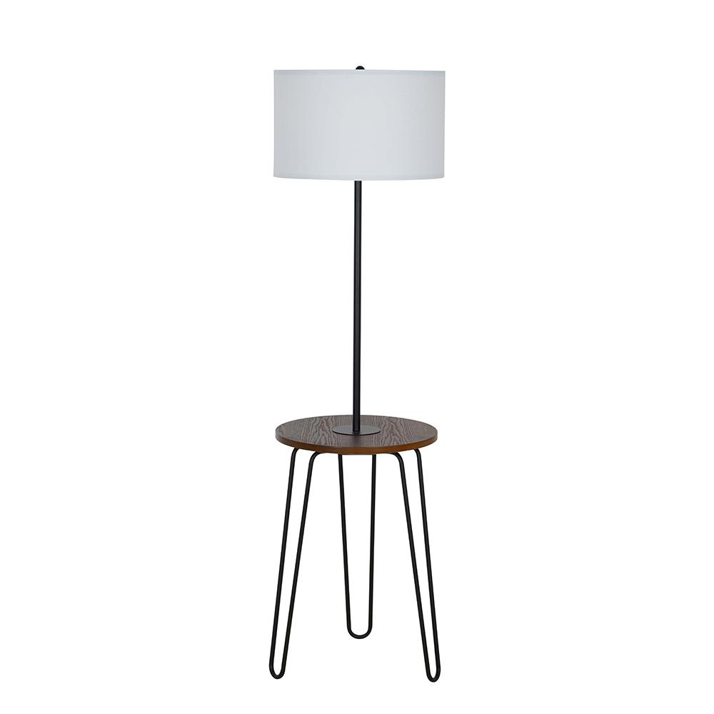 Cresswell 59 In Black Mid Century Modern Floor Lamp With Table With Led Bulb Included within size 1000 X 1000