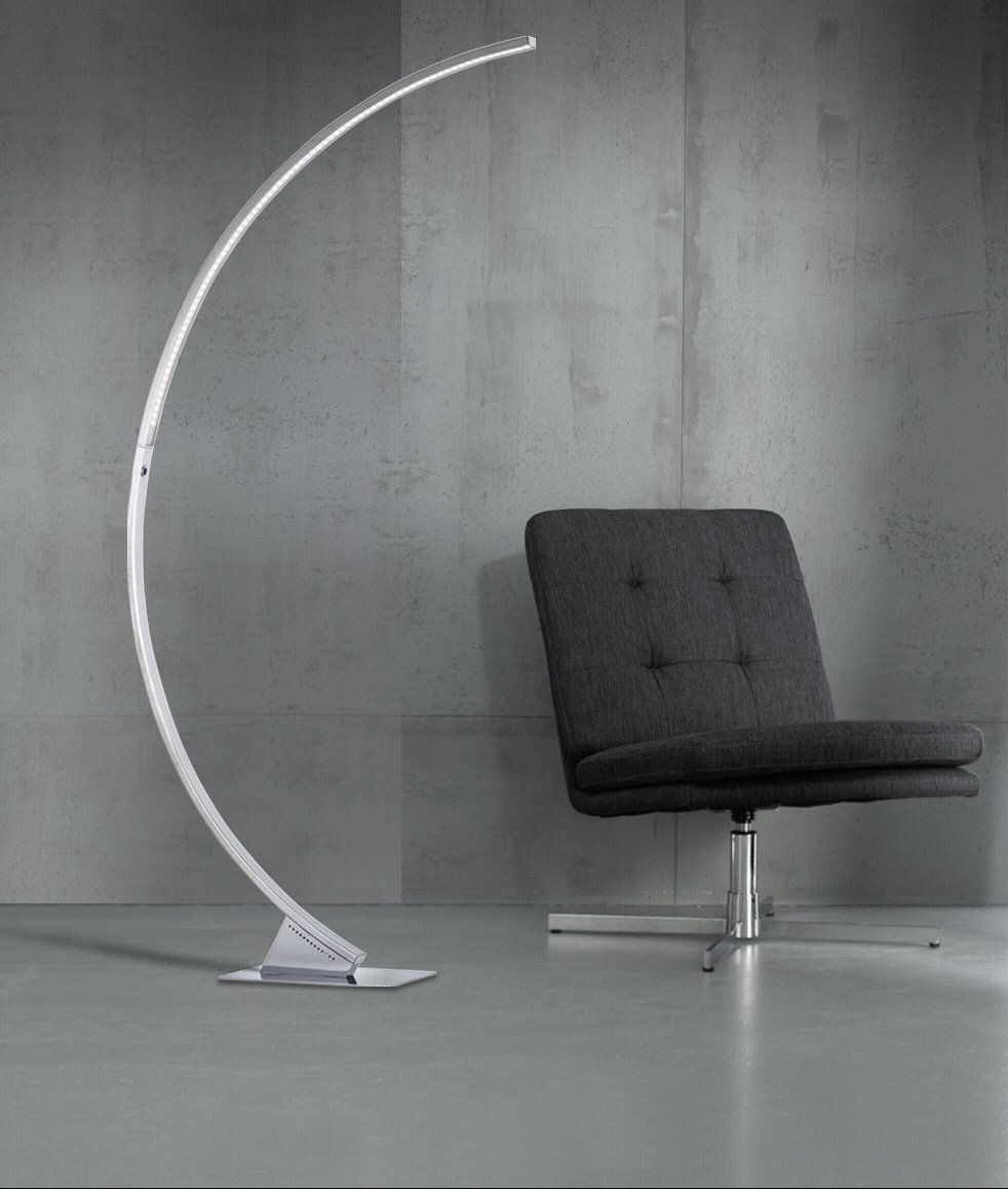 Curved Long Reach Chrome Floor Lamp throughout measurements 982 X 1157