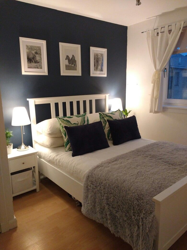 Dark Blue And White Small Double Bedroom With Accents Of for size 780 X 1040