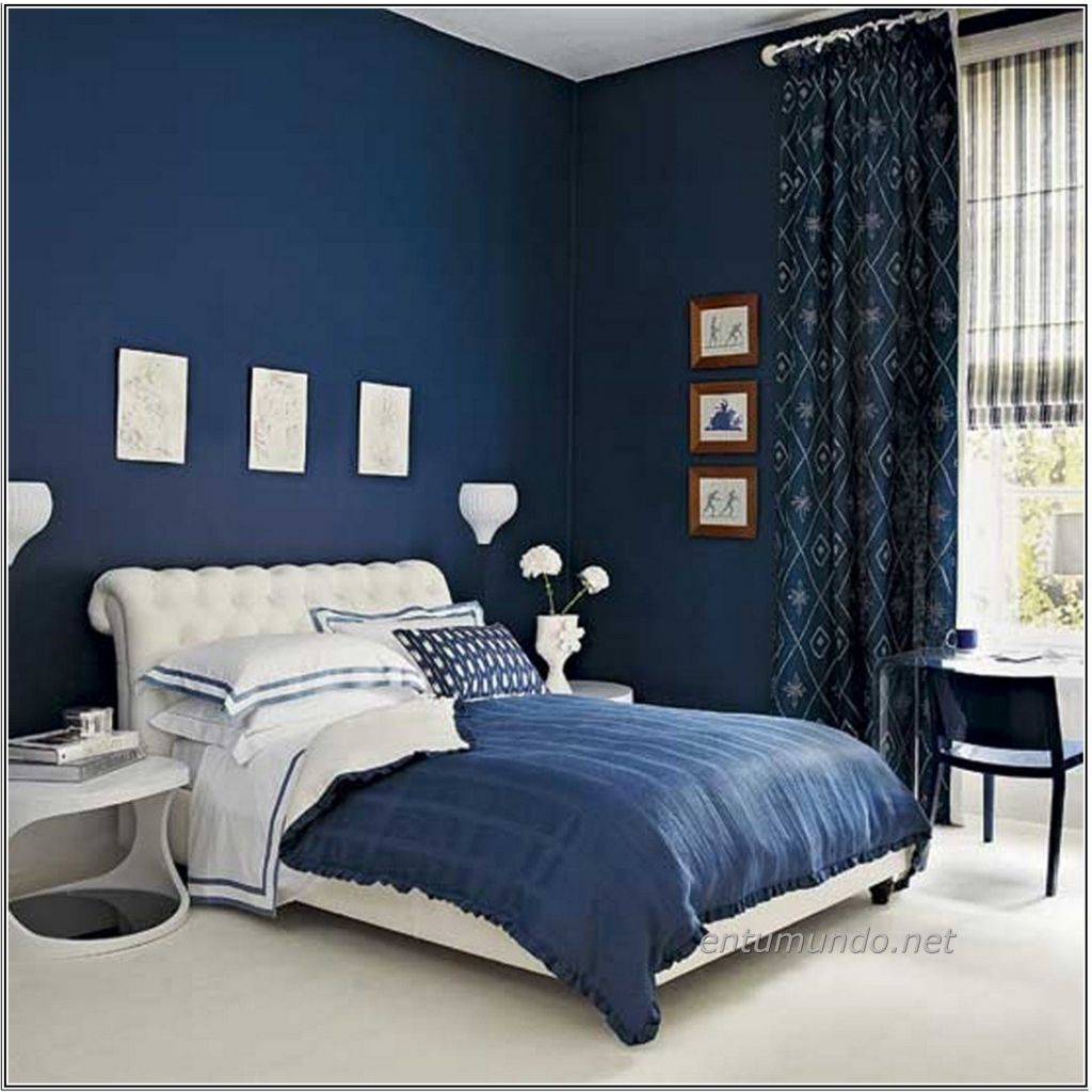 Dark Blue Bedroom Walls Inside Cozy Blue Colour Bedroom Idea within size 1024 X 1024