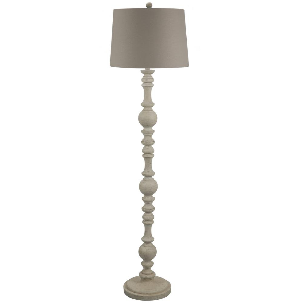 Dsi Lighting 61 In Shab White Floor Lamp With Gray Round Lamp Shade pertaining to size 1000 X 1000