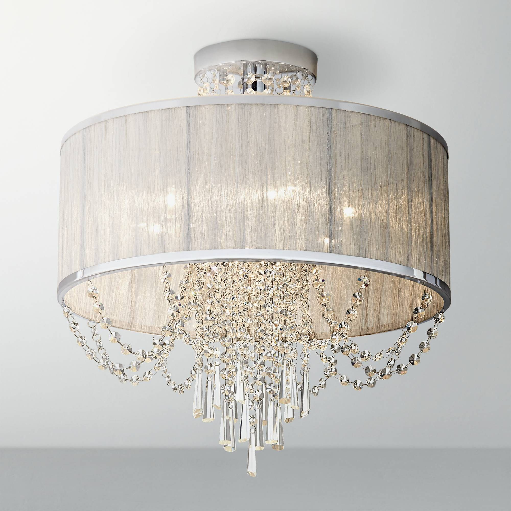 Ellisia 19 34w Silver Organza Shade Chrome Ceiling Light regarding dimensions 2000 X 2000