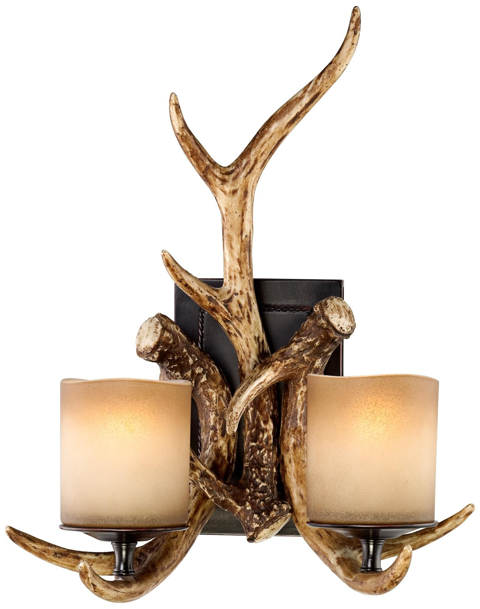 Faux Deer Antlers Candle Glass 17 12 High 2 Light Sconce for sizing 1577 X 2000