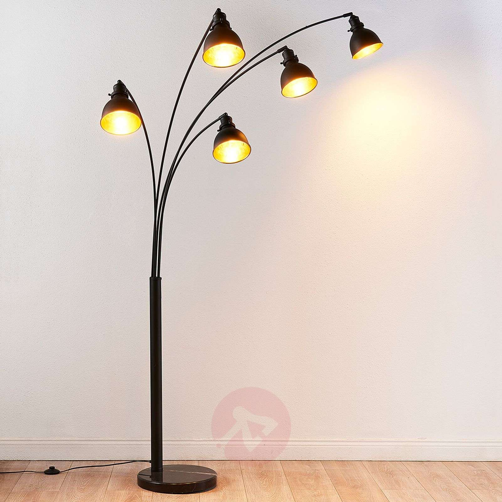 Five Bulb Floor Lamp Lira In Black And Gold with size 1600 X 1600