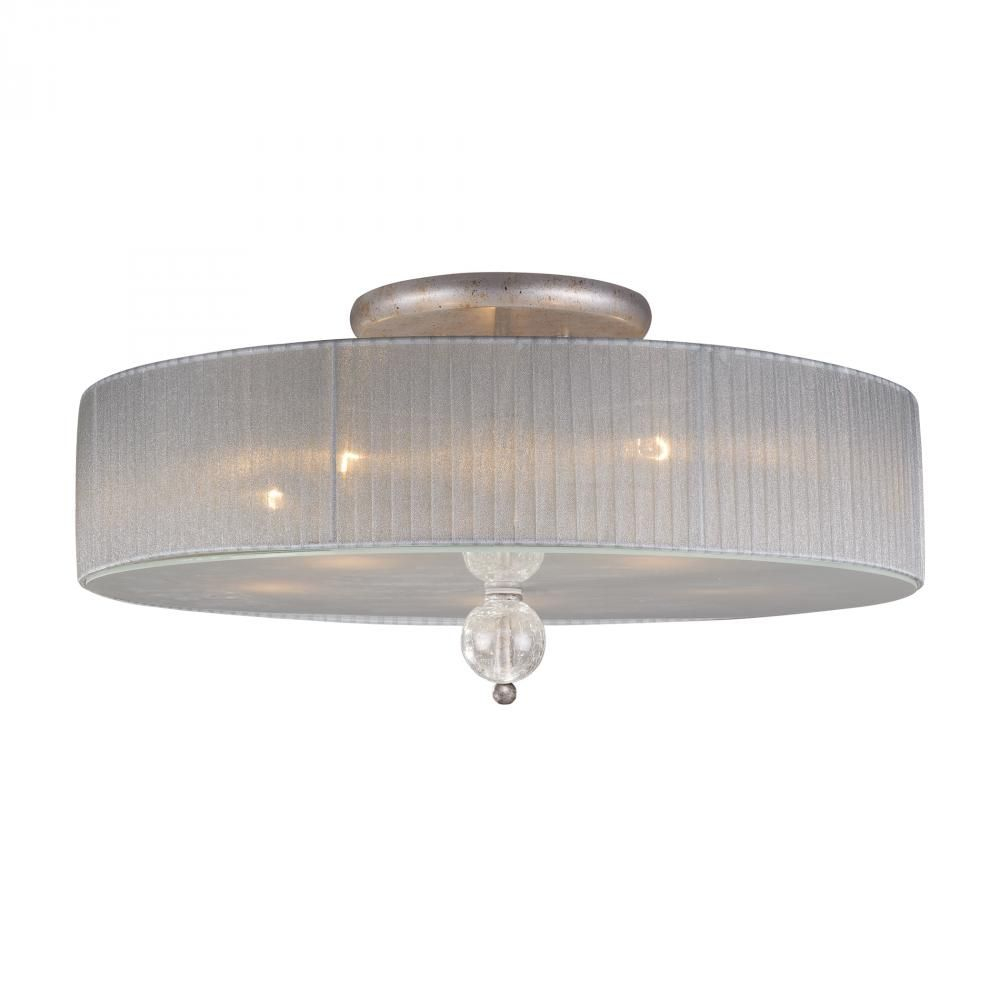 Five Light Silver Drum Shade Semi Flush Mount Sku 5y7h within measurements 1000 X 1000