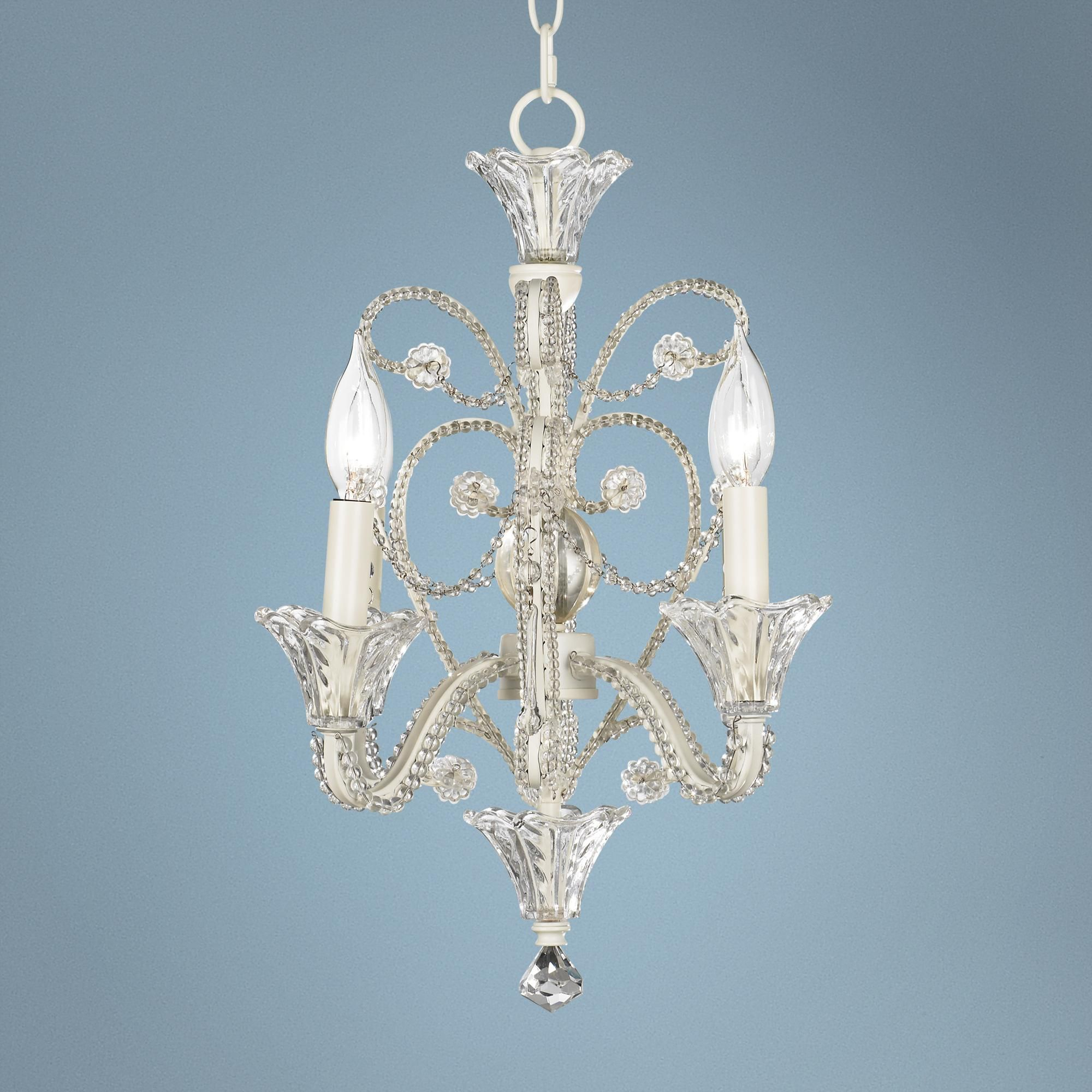 Four Light White Beaded Mini Chandelier Lampsplus with regard to sizing 2000 X 2000