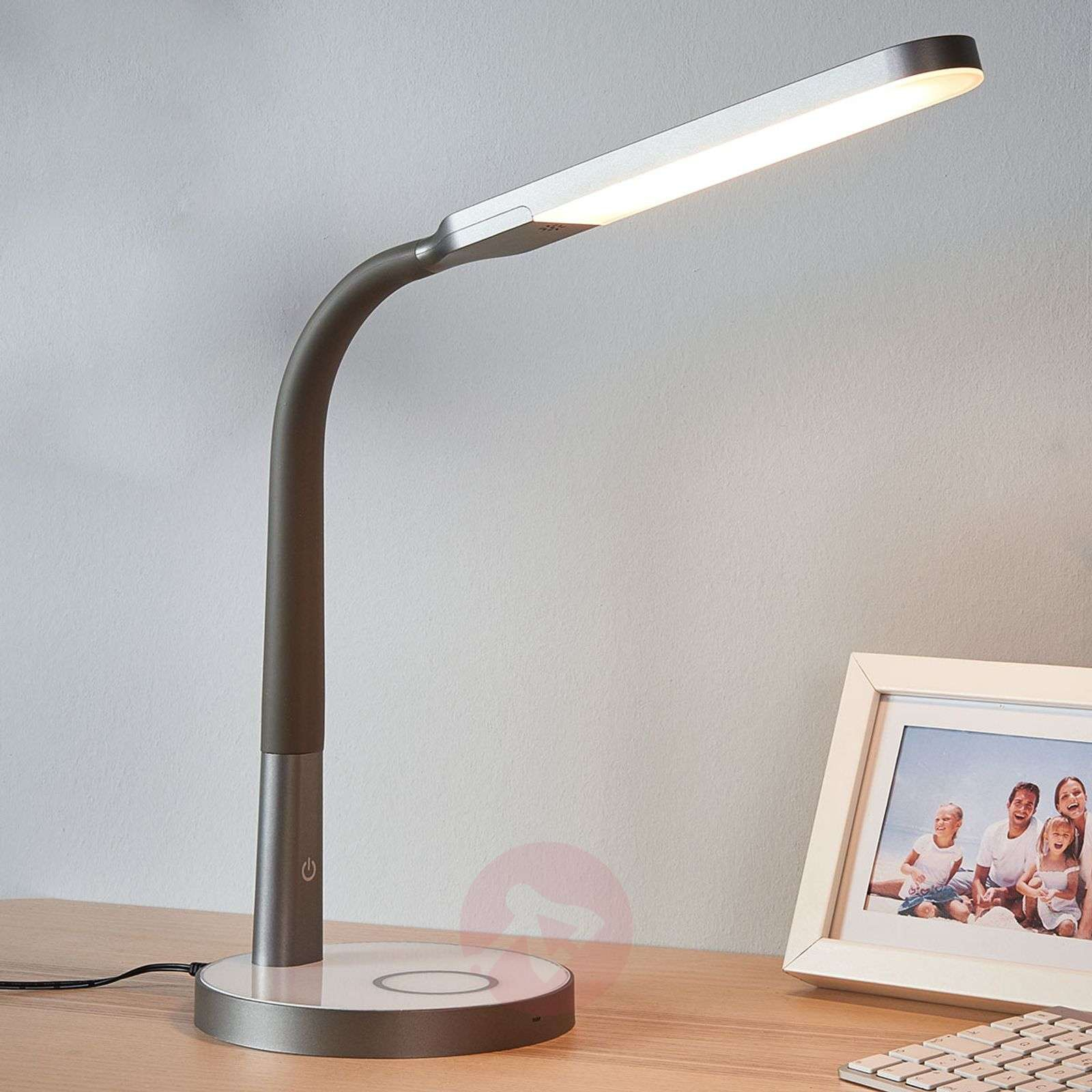 Grey Led Desk Lamp Maily Usb And Dimmer inside measurements 1600 X 1600