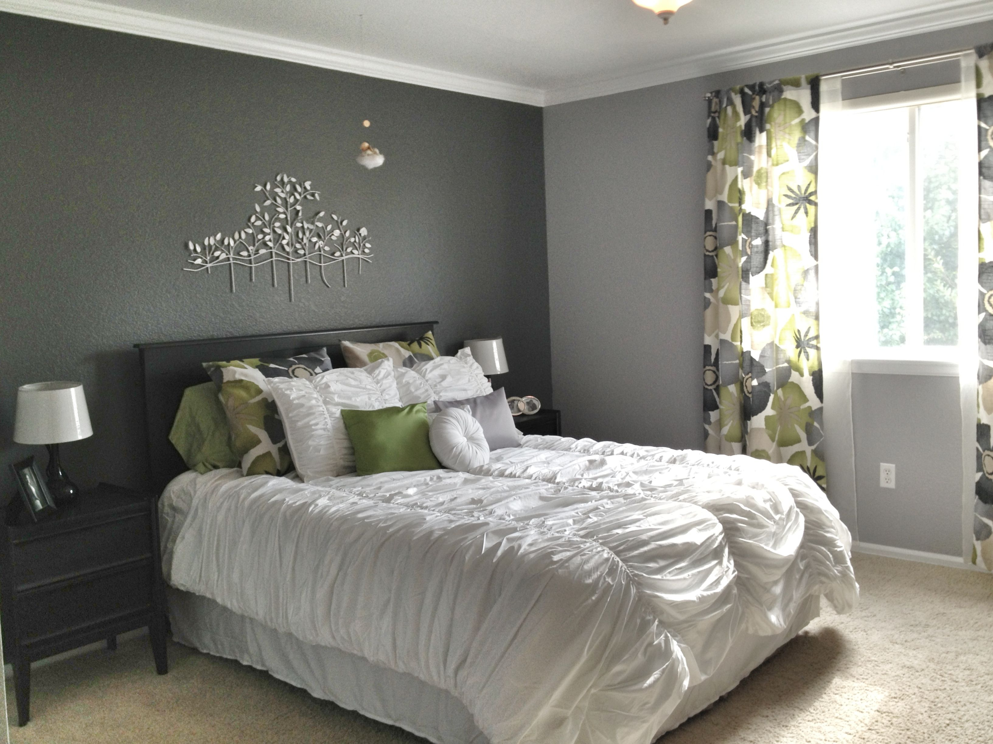 Grey Master Bedroom Dark Accent Wall Fun Patterned Bedroom with proportions 3264 X 2448