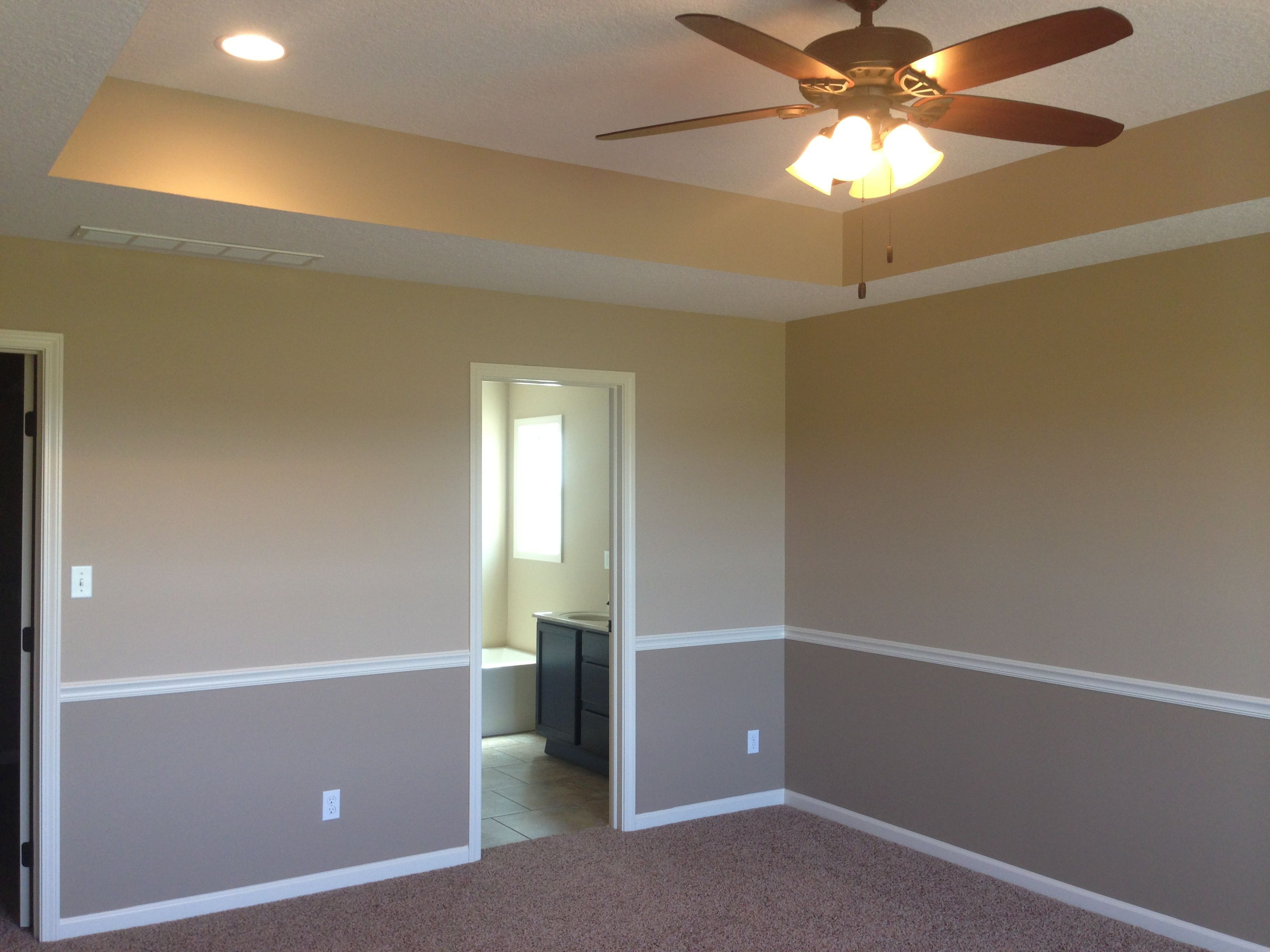 I Like The Tray Ceiling And Two Tone Walls With Chair Rail within size 3264 X 2448