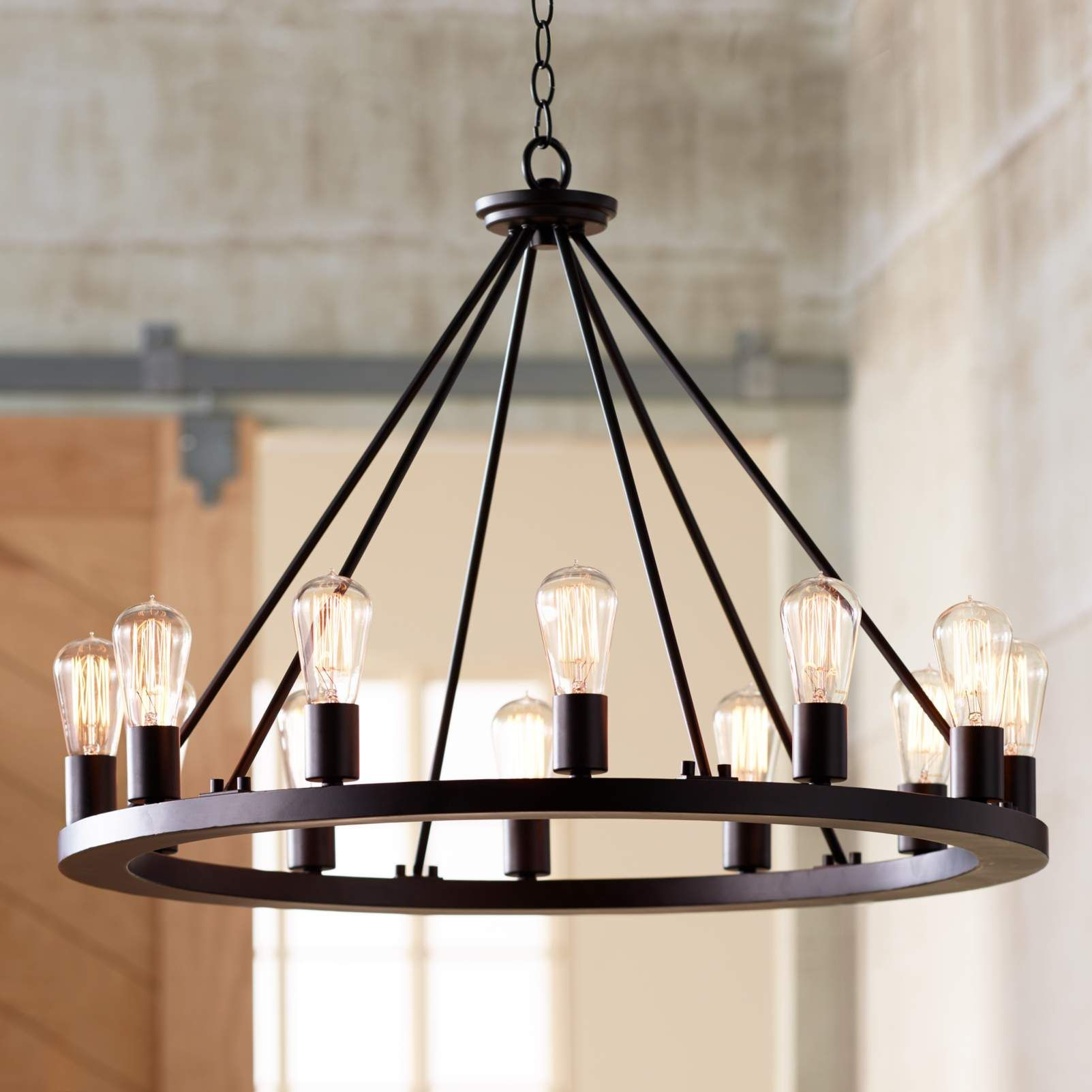 Lacey 28 Wide Round Black 12 Light Wagon Wheel Chandelier with dimensions 1602 X 1602