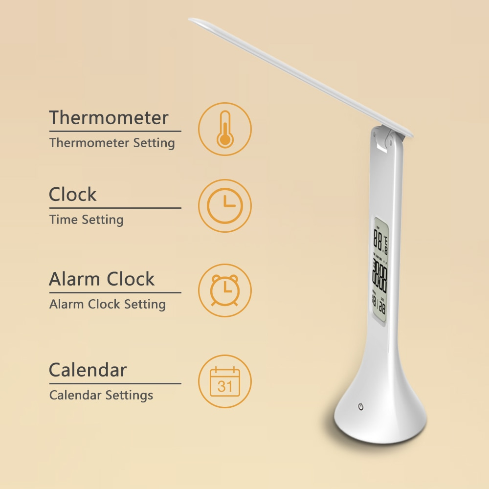 Led Desk Lamp Foldable Dimmable Touch Table Lamp With Calendar Temperature Alarm Clock Table Light Night Lights Laopao regarding dimensions 1000 X 1000