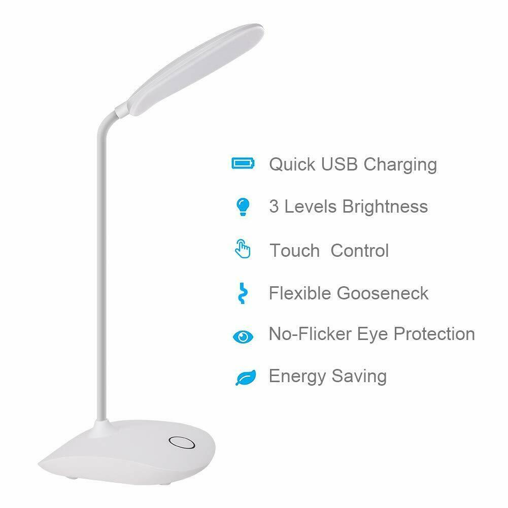 Led Desk Lamp With Flexible Gooseneck 3 Level Brightness Battery Operated Table pertaining to proportions 1001 X 1001