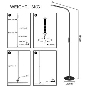 Led Floor Lamp Dimmable 9w Henzin Led Touch Panel Reading Lamp With Flexible Gooseneck 5 Brightness Level 6 Color Temperaturesdesk Lamp For inside size 990 X 990