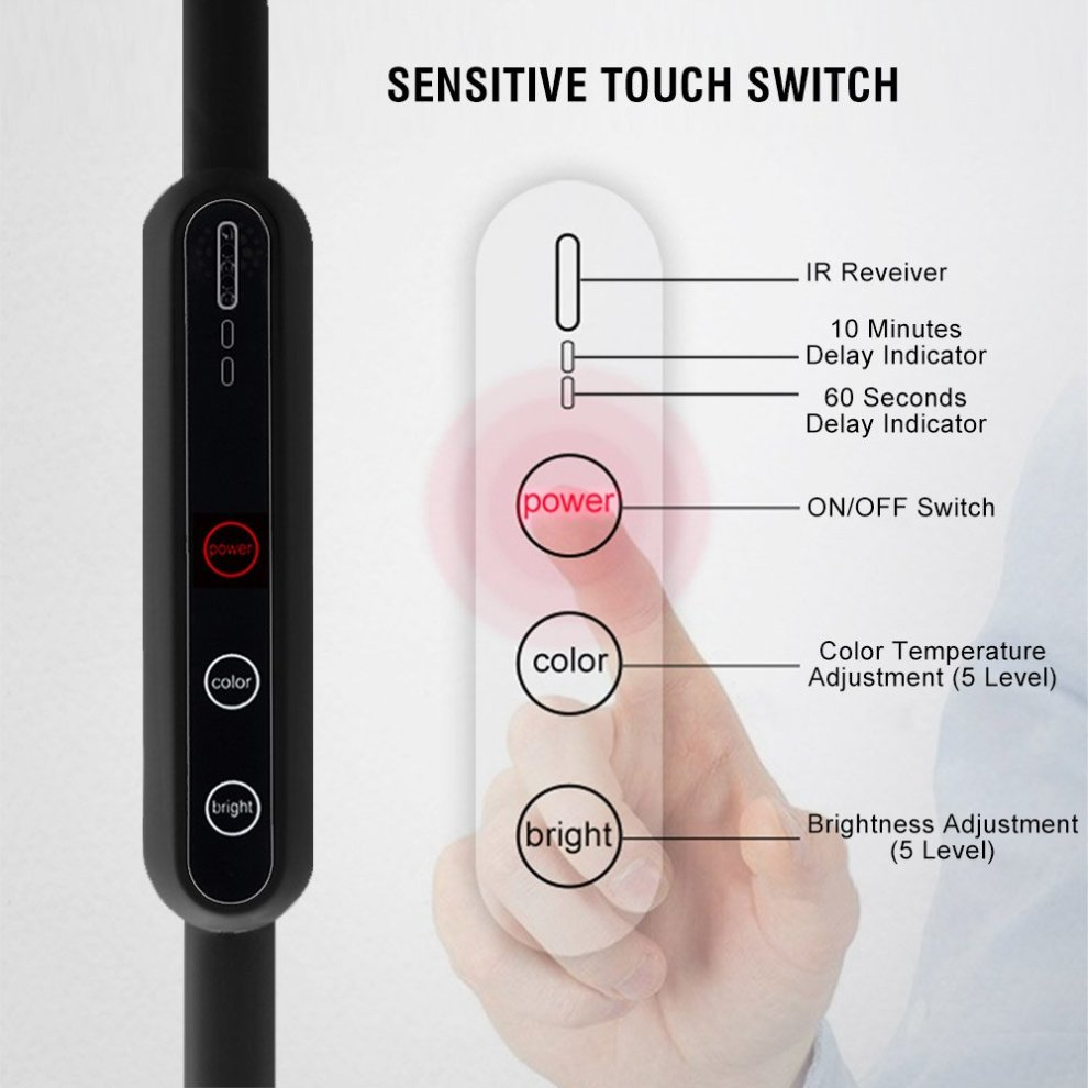 Led Floor Lamp Dimmable 9w Henzin Led Touch Panel Reading Lamp With Flexible Gooseneck 5 Brightness Level 6 Color Temperaturesdesk Lamp For within measurements 990 X 990