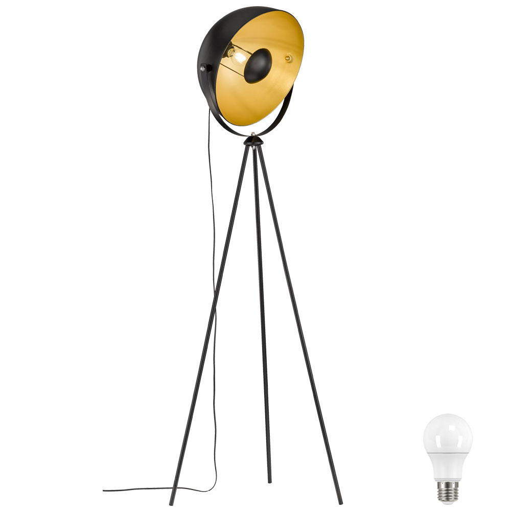 Led Floor Lamp In Black Gold With Movable Spotlight Mona throughout measurements 1000 X 1000