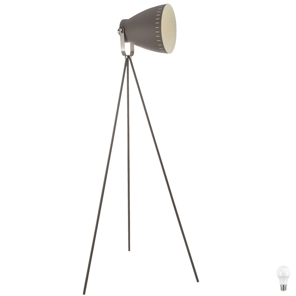 Led Floor Lamp With Movable Spotlight In Gray Makky throughout size 1000 X 1000