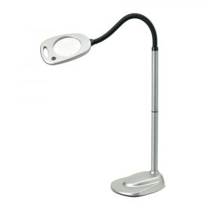 Light It 5 In 12 Silver Led Lens Battery Operated Magnifier Floor Lamp With Ac Adapter inside dimensions 1000 X 1000